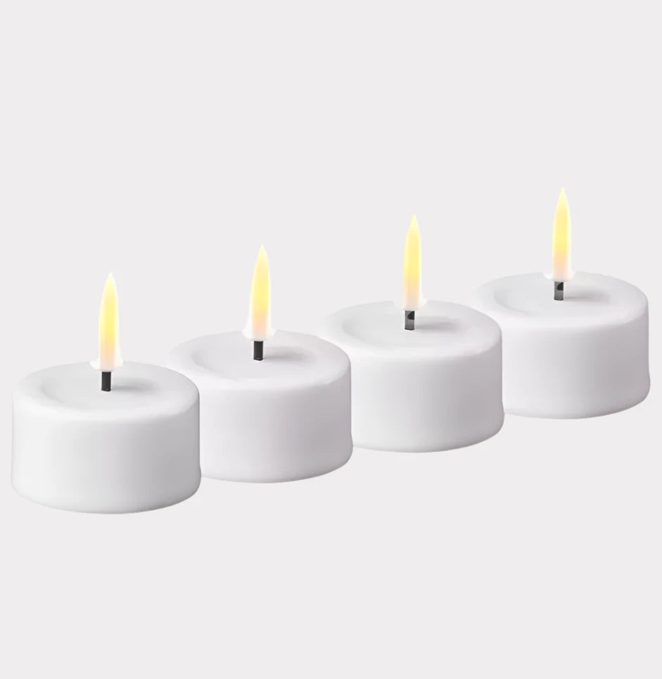 Deluxe telys, hvit, 4-pk