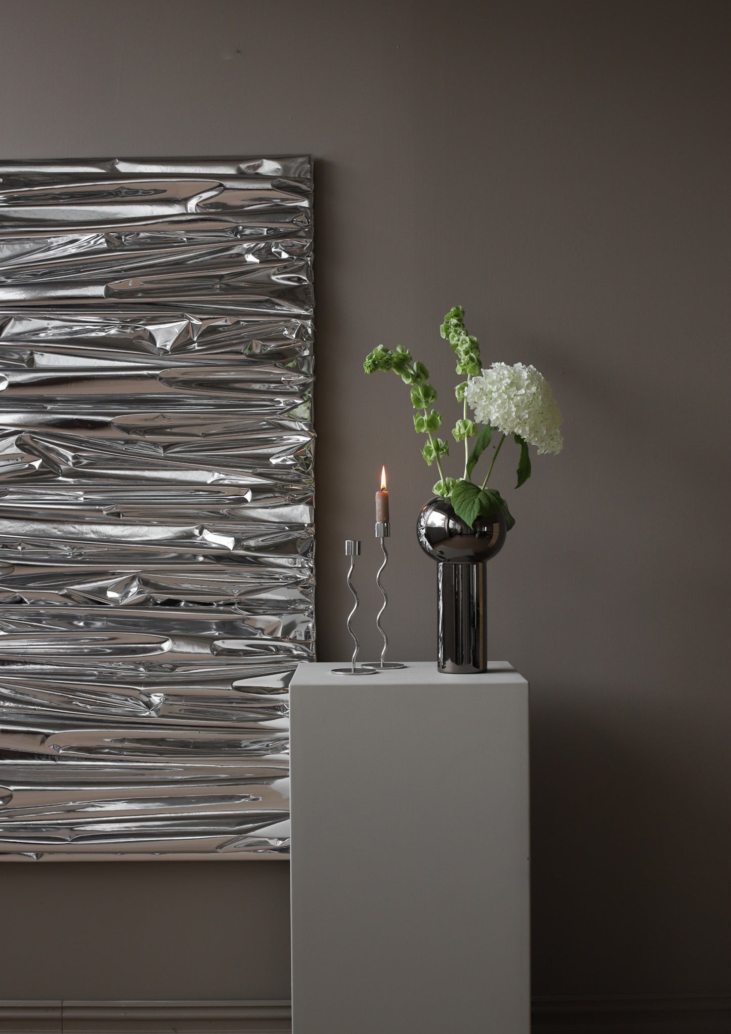 Curved Candleholder 23 cm, stainless steel