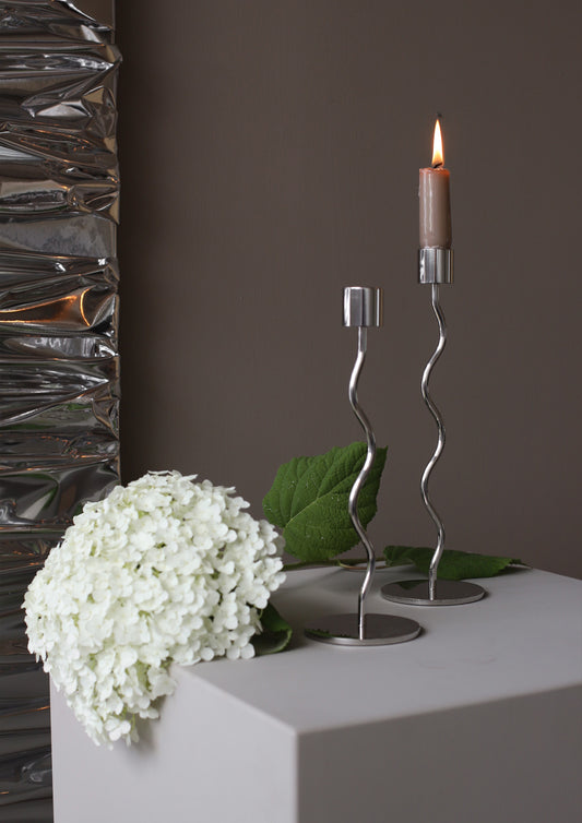 Curved Candleholder 23 cm, stainless steel